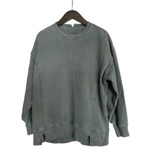Aerie Olive Green Distressed oversized pullover sweater size XS